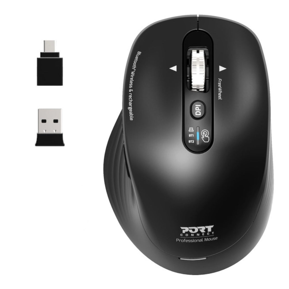 Port Connect Business 2.4GHz Rechargeable Bluetooth Wireless Mouse – Black