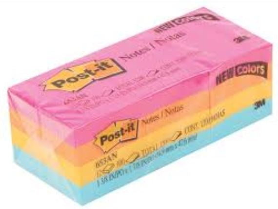 3M Post-It 653 38 x 50 (NEON) (12 Per Packet)