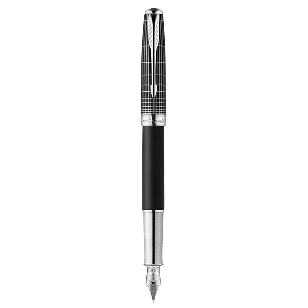 PARKER Sonnet Fountain Pen - Black Cisele Chrome Trim