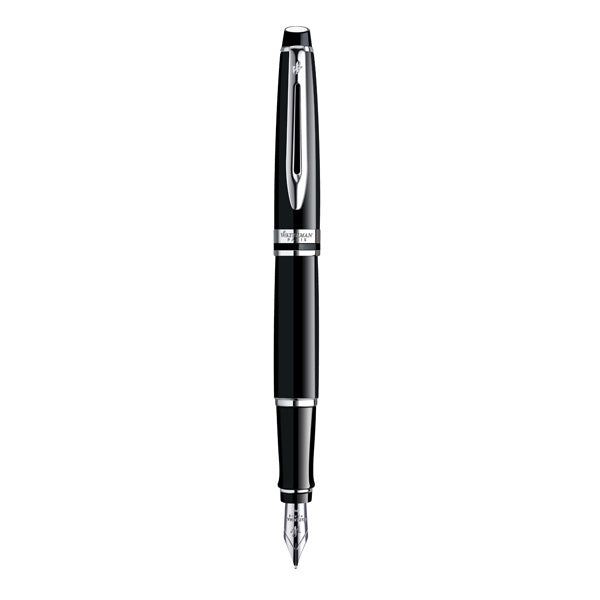 WATERMAN Expert  Fountain Pen - Lacquer Black Chrome Trim