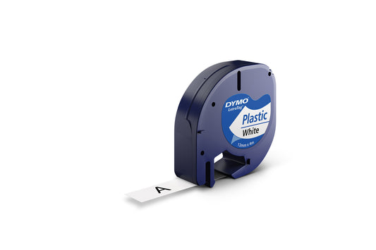 DYMO LetraTag Tape -  Plastic - Black on White - 12mmx4m