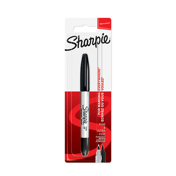 SHARPIE Twin Tip Marker - Blk (Card)