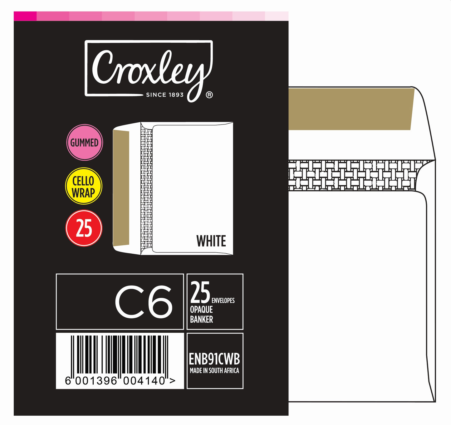 CROXLEY JD91CWB C6 White Gummed Envelopes - Cello 25's (Box of 500)