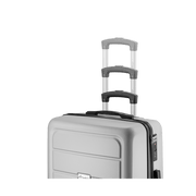 Close-up of Travelwize Maple 65cm silver spinner luggage showing telescopic handle and sleek design.