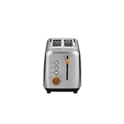Boden Stark Anson Collection stainless steel toaster with red oak knob and 7-level browning control.