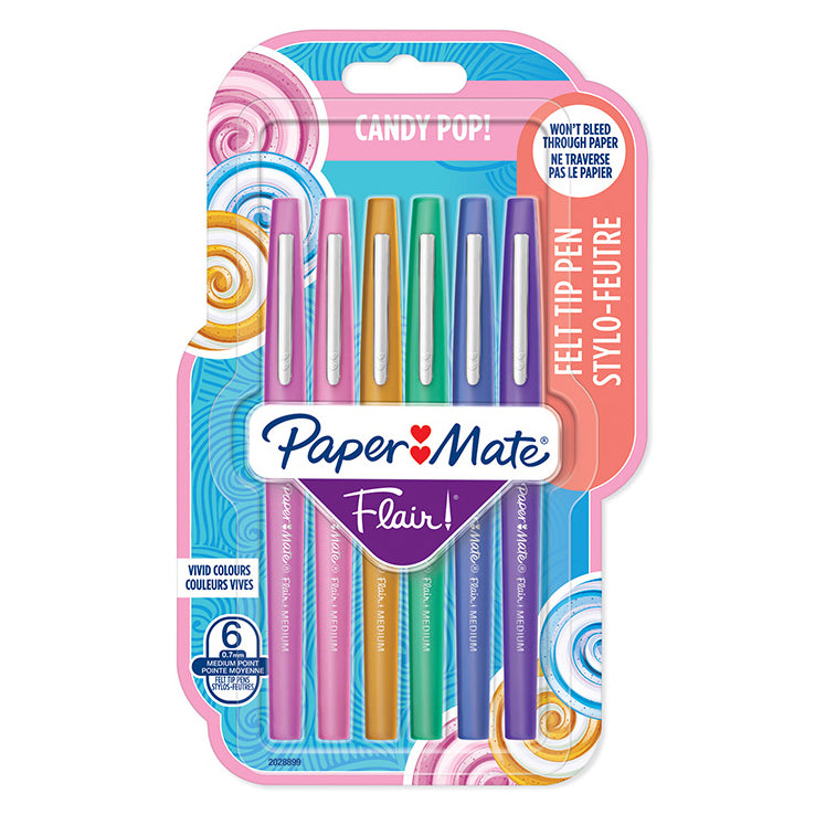 PAPER MATE Flair Candy Pop Medium 0.7mm 6's