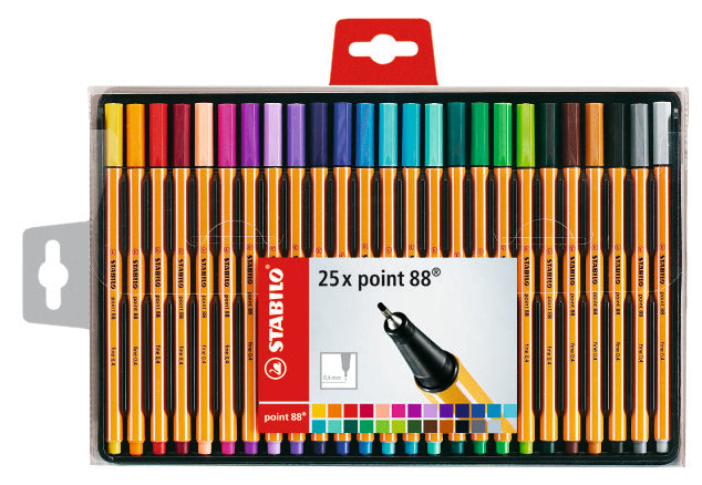STABILO Point 88 Fineliners Assorted Wallet of 25