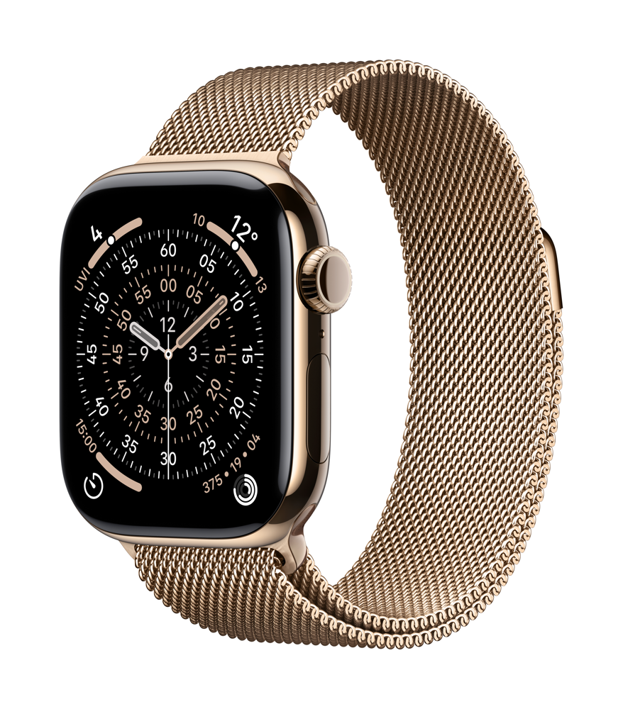 Apple Watch Series 11 GPS + Cellular 46mm Gold Titanium Case with Gold Milanese Loop - M/l
