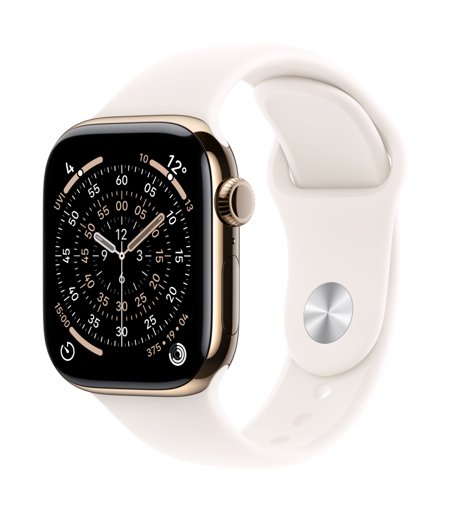 Apple Watch Series 11 GPS + Cellular 46mm Gold Titanium Case with Light Blush Sport Band - M/l