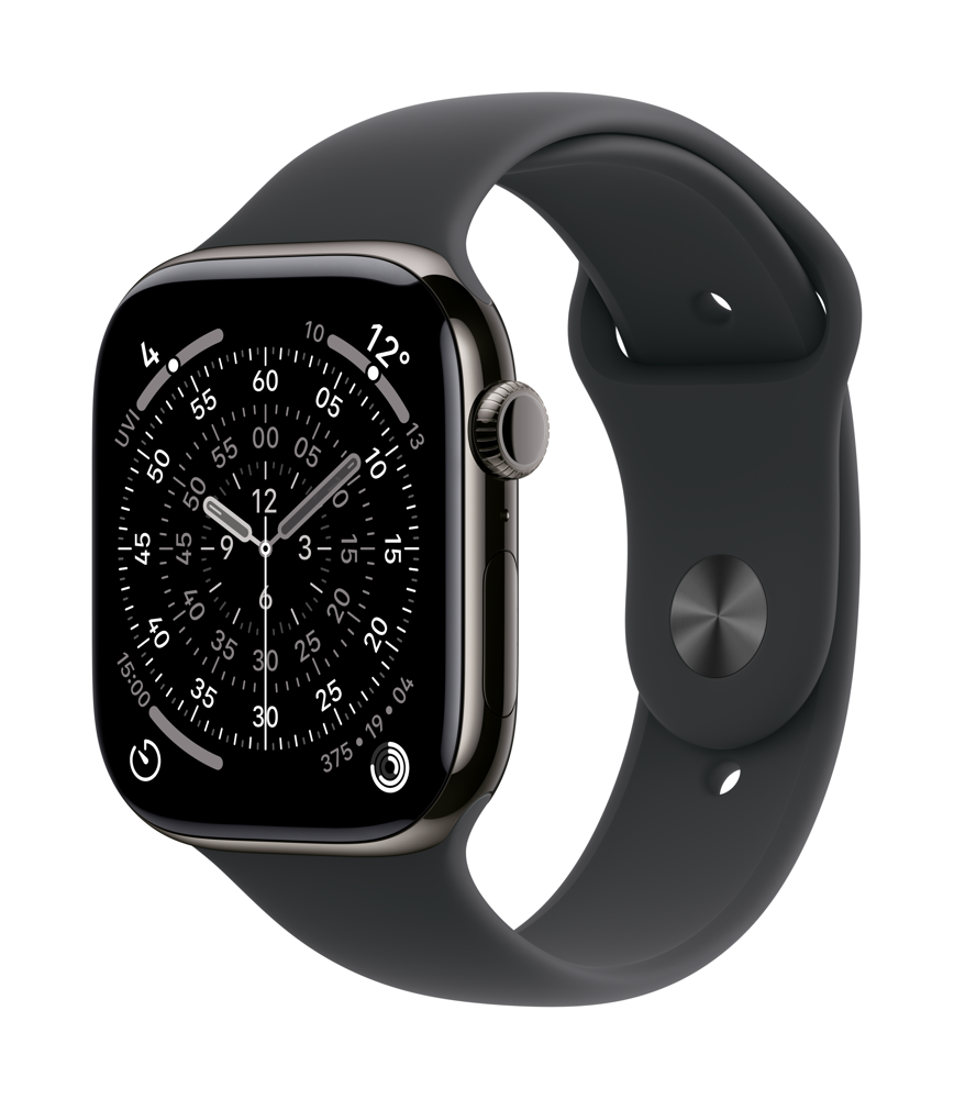 Apple Watch Series 11 GPS + Cellular 46mm Slate Titanium Case with Black Sport Band - S/m