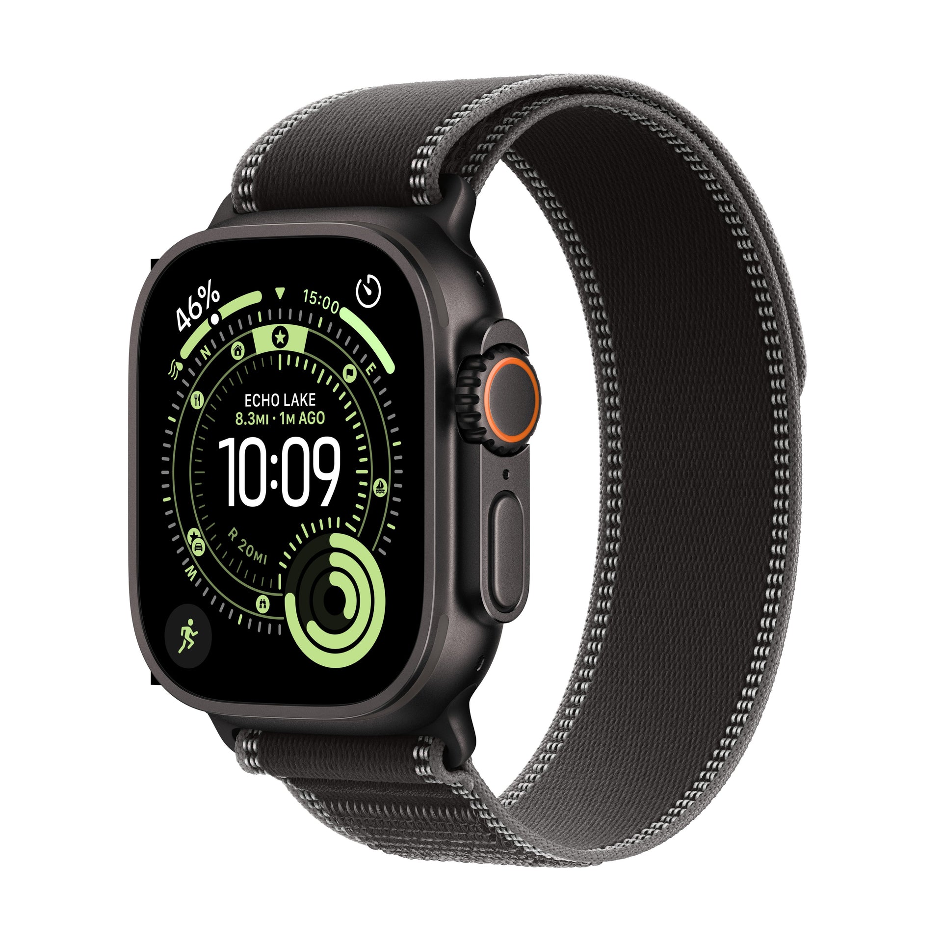 Apple Watch Ultra 3 GPS + Cellular 49mm Black Titanium Case with Black/charcoal Trail Loop - S/m