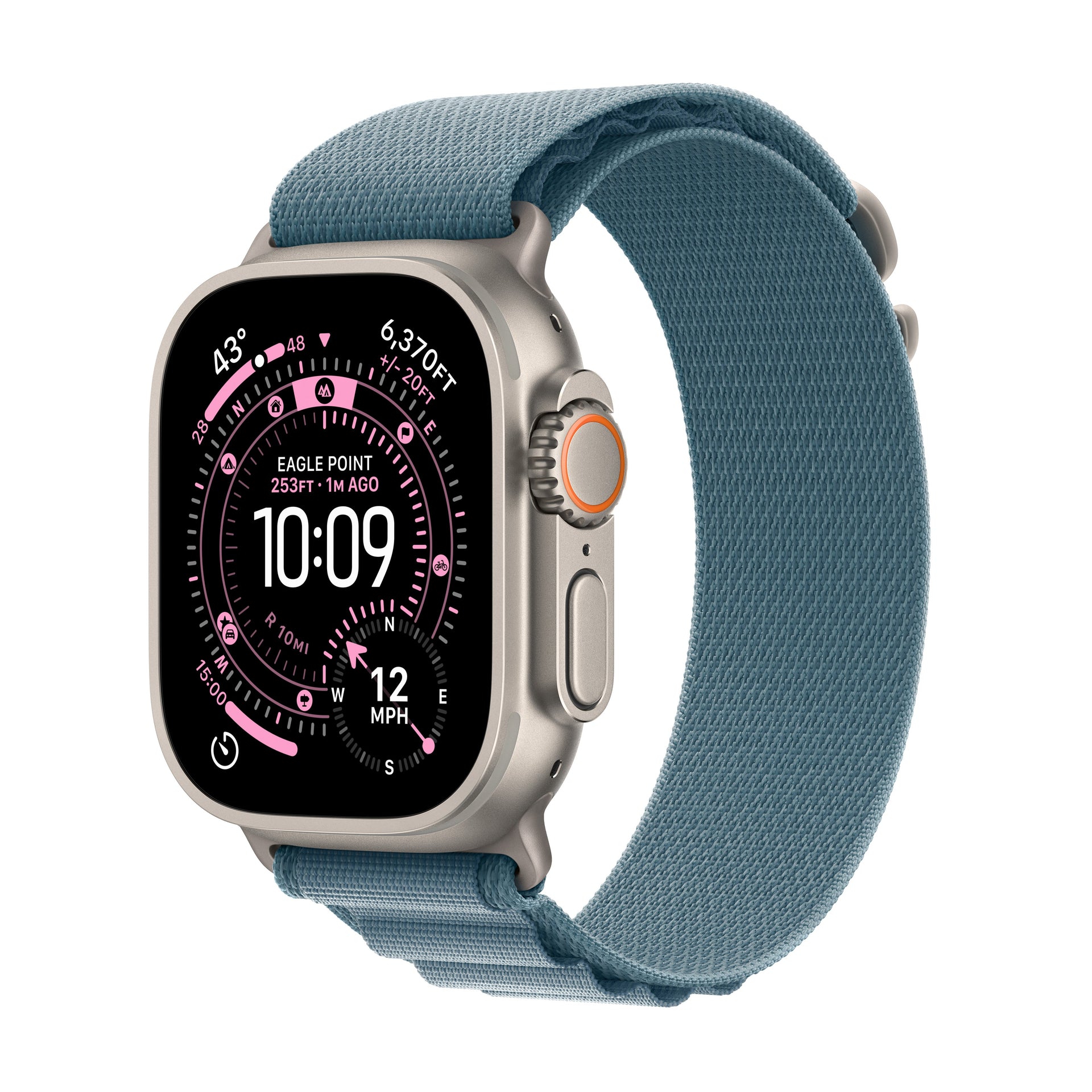 Apple Watch Ultra 3 GPS + Cellular 49mm Natural Titanium Case with Light Blue Alpine Loop - Medium