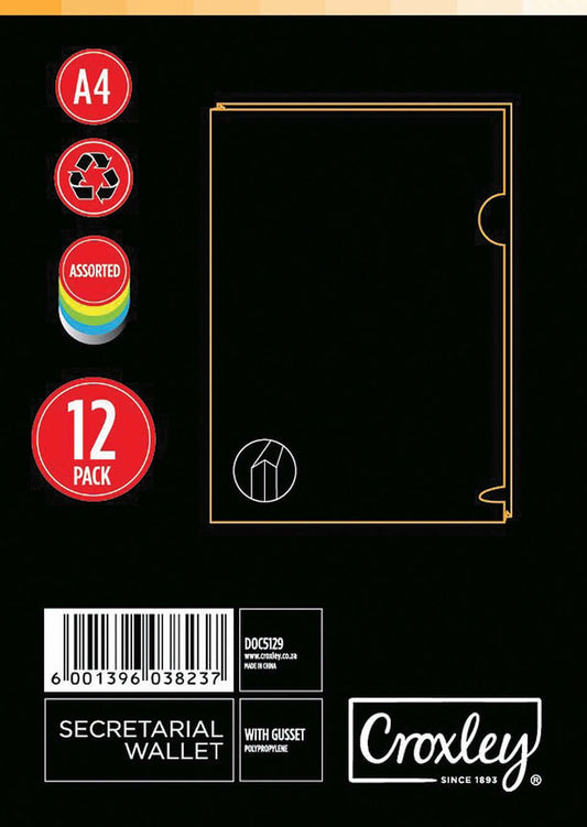 CROXLEY A4 Secretarial Folder Assorted Colours (Pack 10)