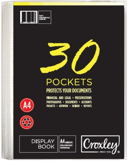 CROXLEY Display File - A4 - 30 Pocket - Hard Case Cover Set of 10