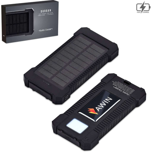 MT-SC-466-B  Swiss Cougar Durban Fast Charge 20W Solar Power Bank -10000mAh