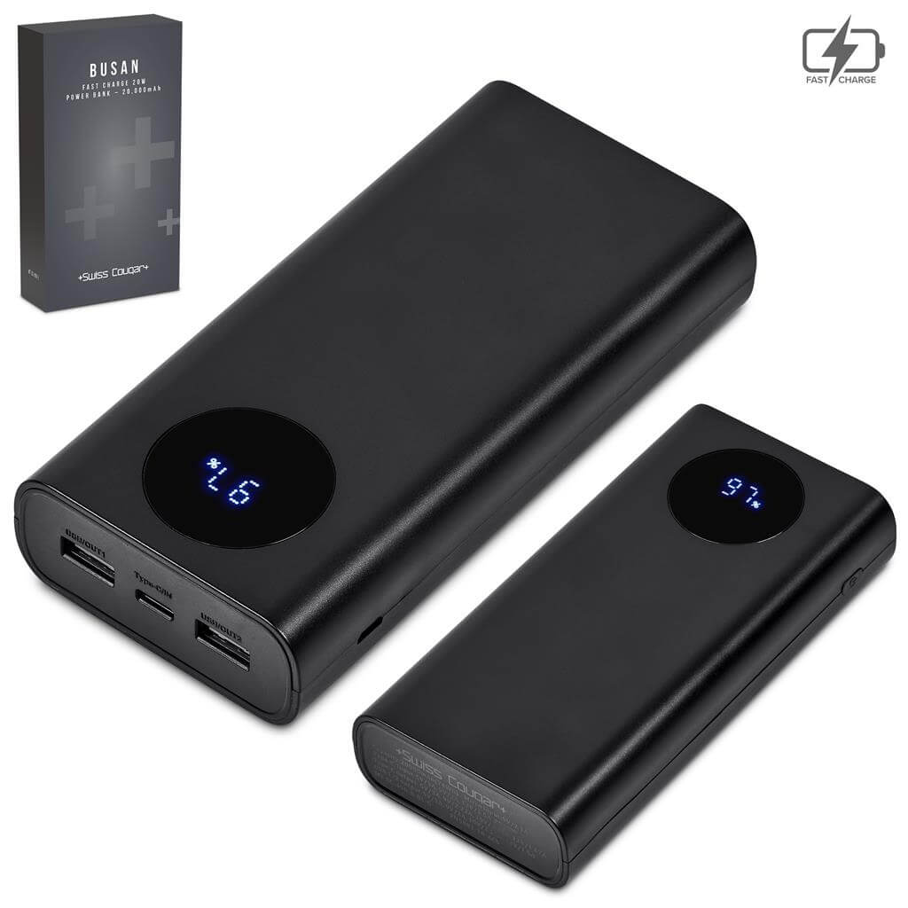 MT-SC-490-B  Swiss Cougar Busan Fast Charge 20W Power Bank - 20,000mAh