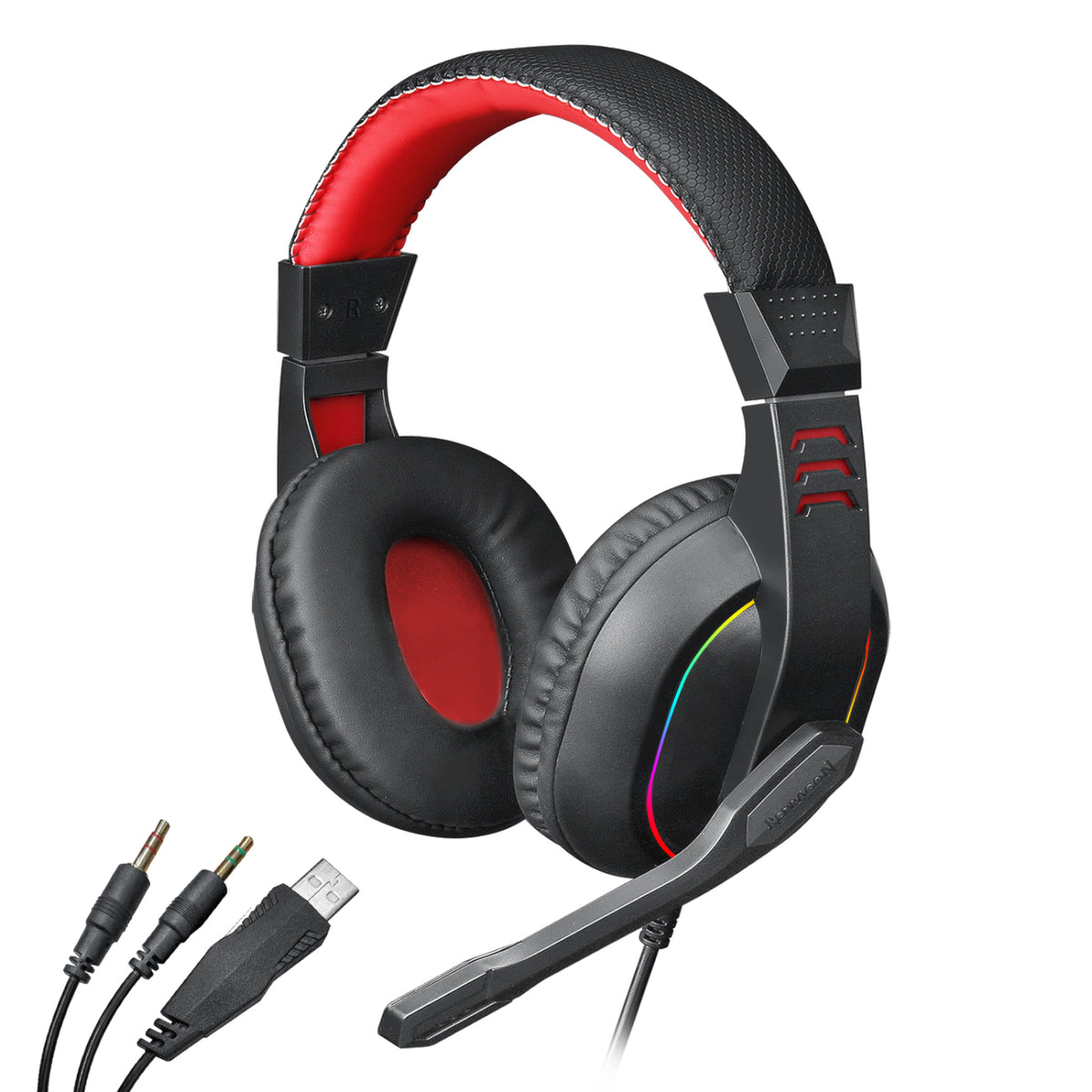 Redragon Over-Ear ARES Aux RGB Gaming Headset – Black - Unboxed