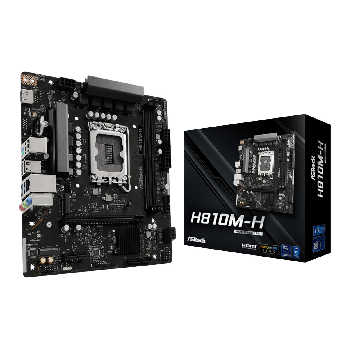 ASRock H810M-H Intel LGA1851 Micro ATX Motherboard – Black