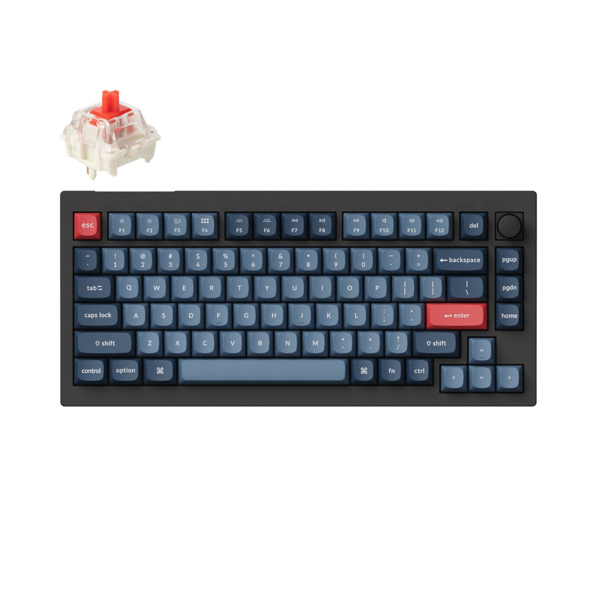 Keychron V1 Max QMK/VIA Wireless Custom Mechanical Keyboard | RED Switches – Black