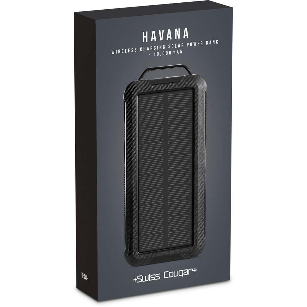 MT-SC-431-B  Swiss Cougar Havana Wireless Charging Solar Power Bank - 10 000mAh