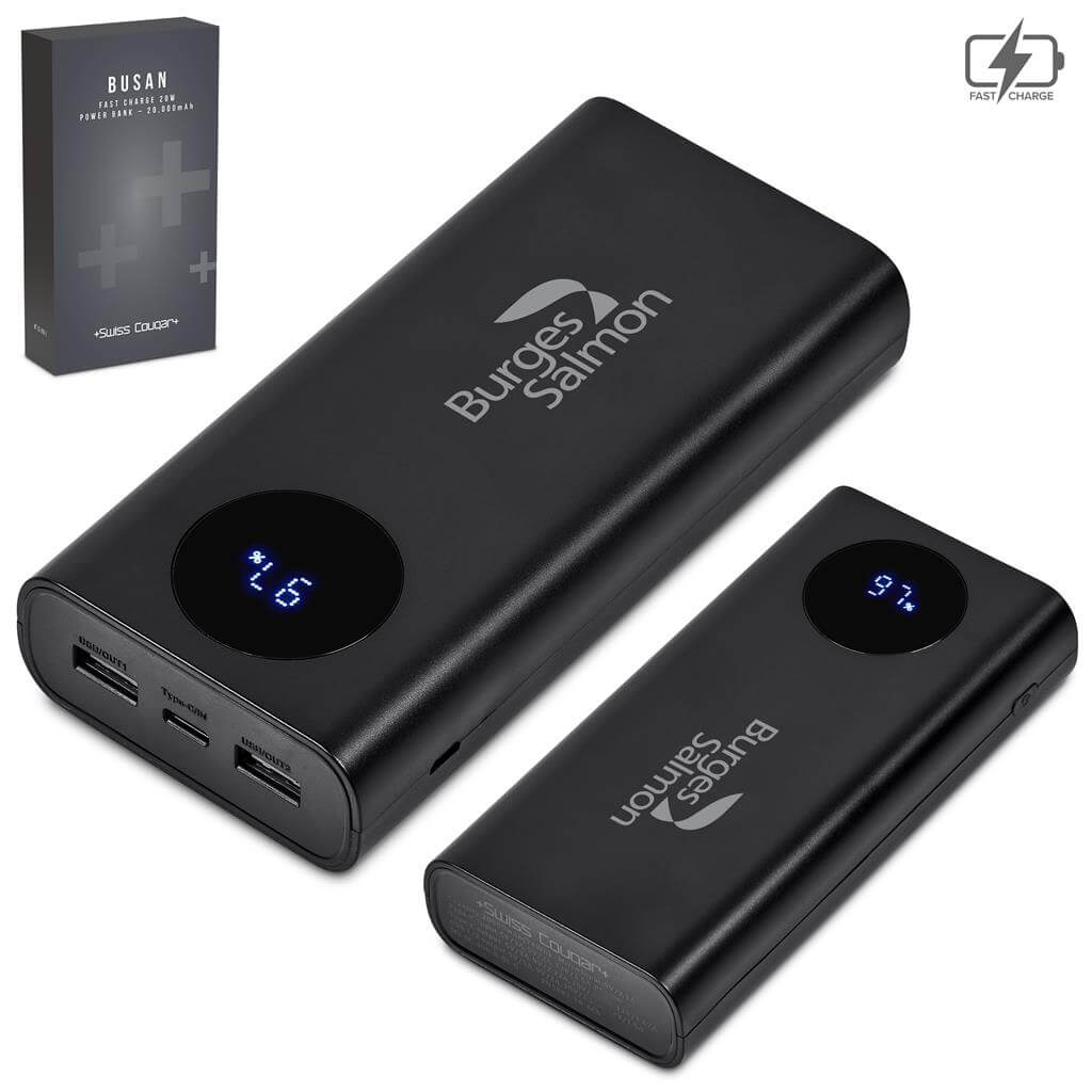 MT-SC-490-B  Swiss Cougar Busan Fast Charge 20W Power Bank - 20,000mAh