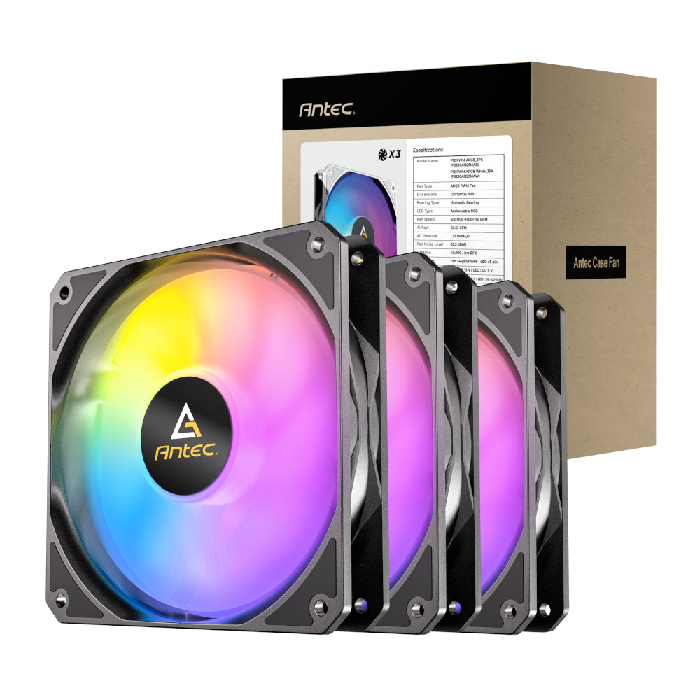 Antec P12 ARGB 120 PWM Case Fan 3 Pack – Black