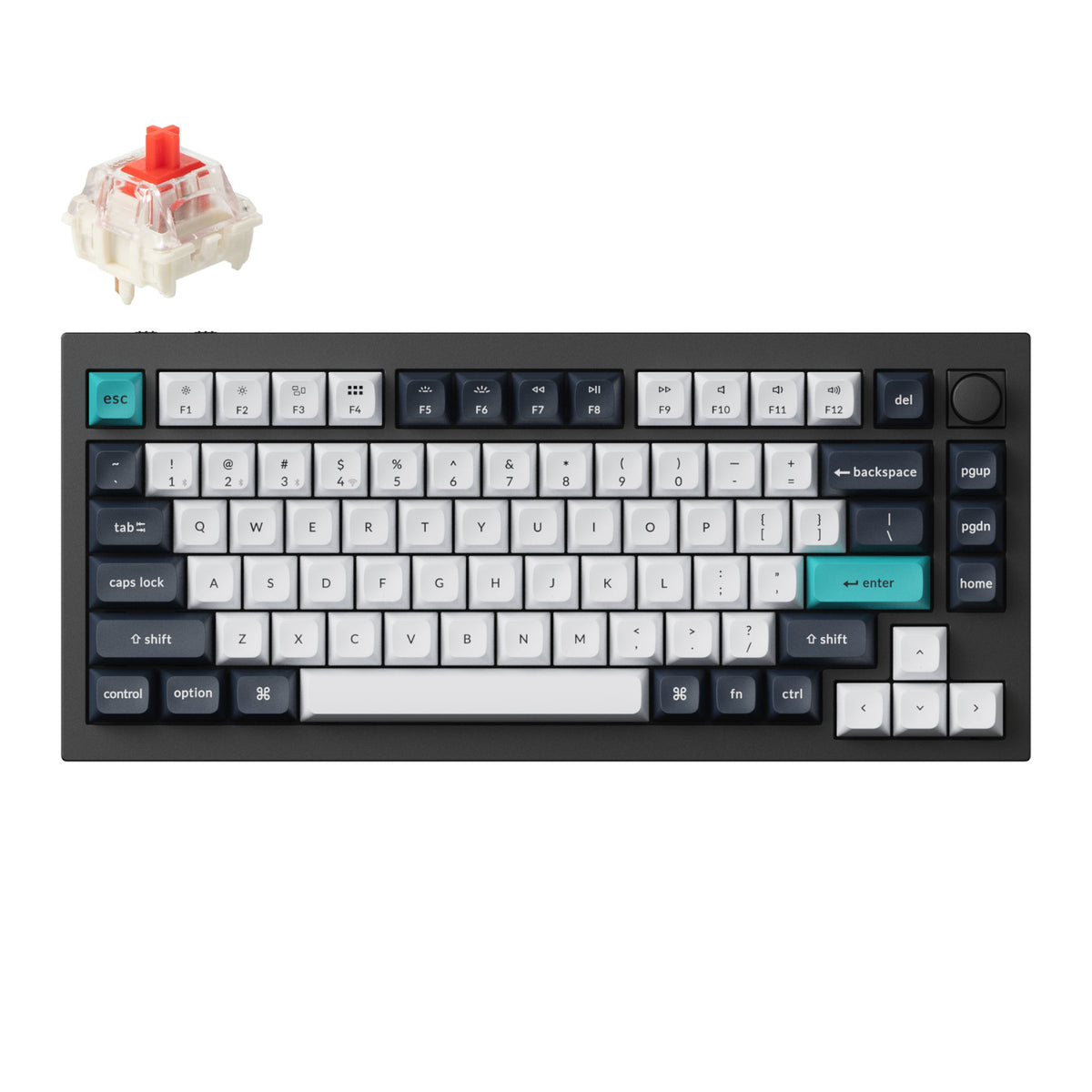 Keychron Q1 Max QMK/VIA RGB Wireless Custom Mechanical Keyboard (Gateron RED Switches) – Black