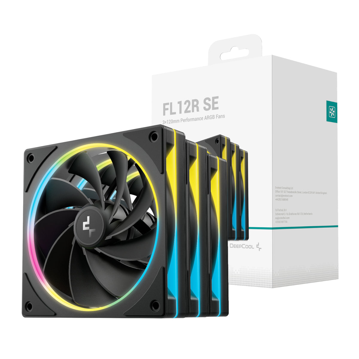 DeepCool FL12R SE 3-in-1 ARGB 120mm PWM 3 Fan Pack – Black