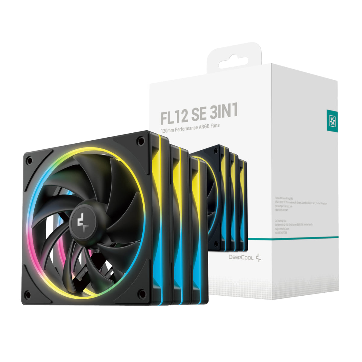 DeepCool FL12 SE 3-in-1 ARGB 120mm Fan Pack – Black - Unboxed