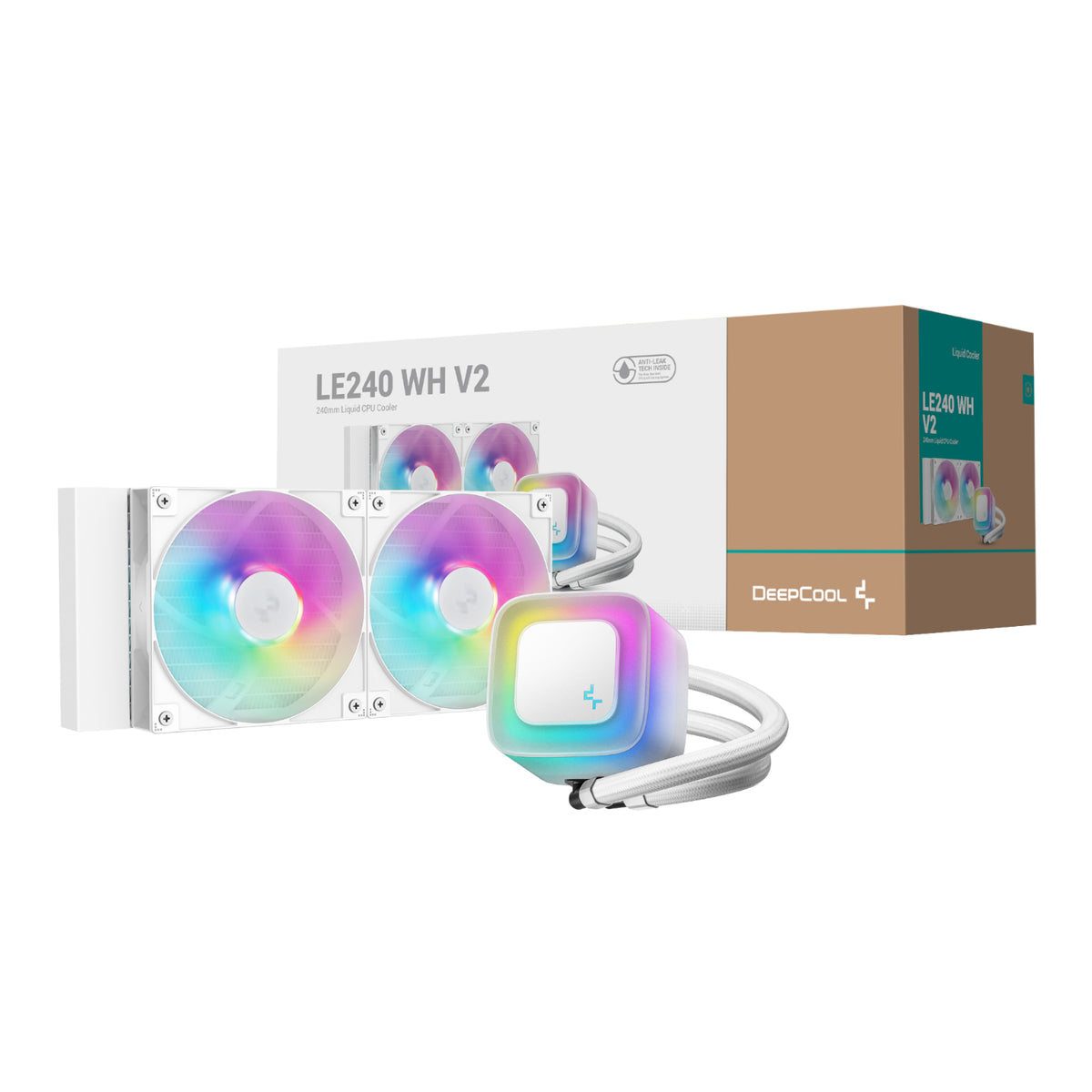 DeepCool LE240 V2 240mm ARGB AIO CPU Liquid Cooler – White