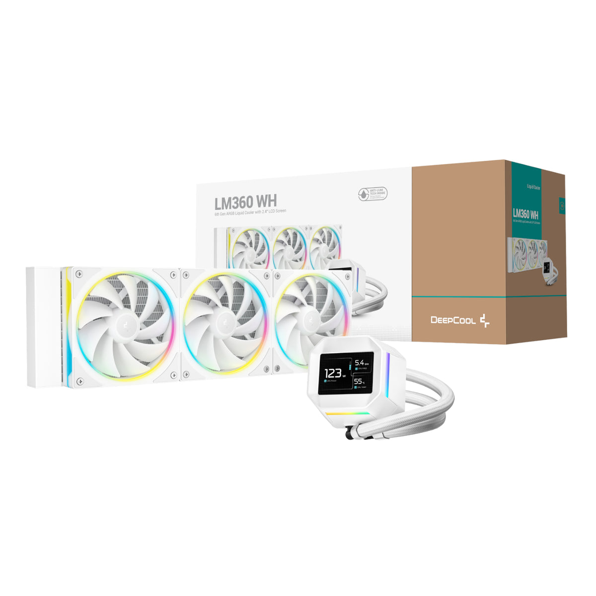 DeepCool LM360 ARGB 360mm AIO CPU Liquid Cooler – White