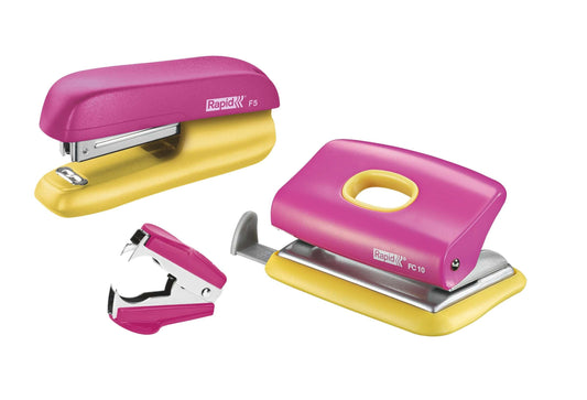 RAPID Mini Stapler F5 Set - Pink/Yellow Blister pack