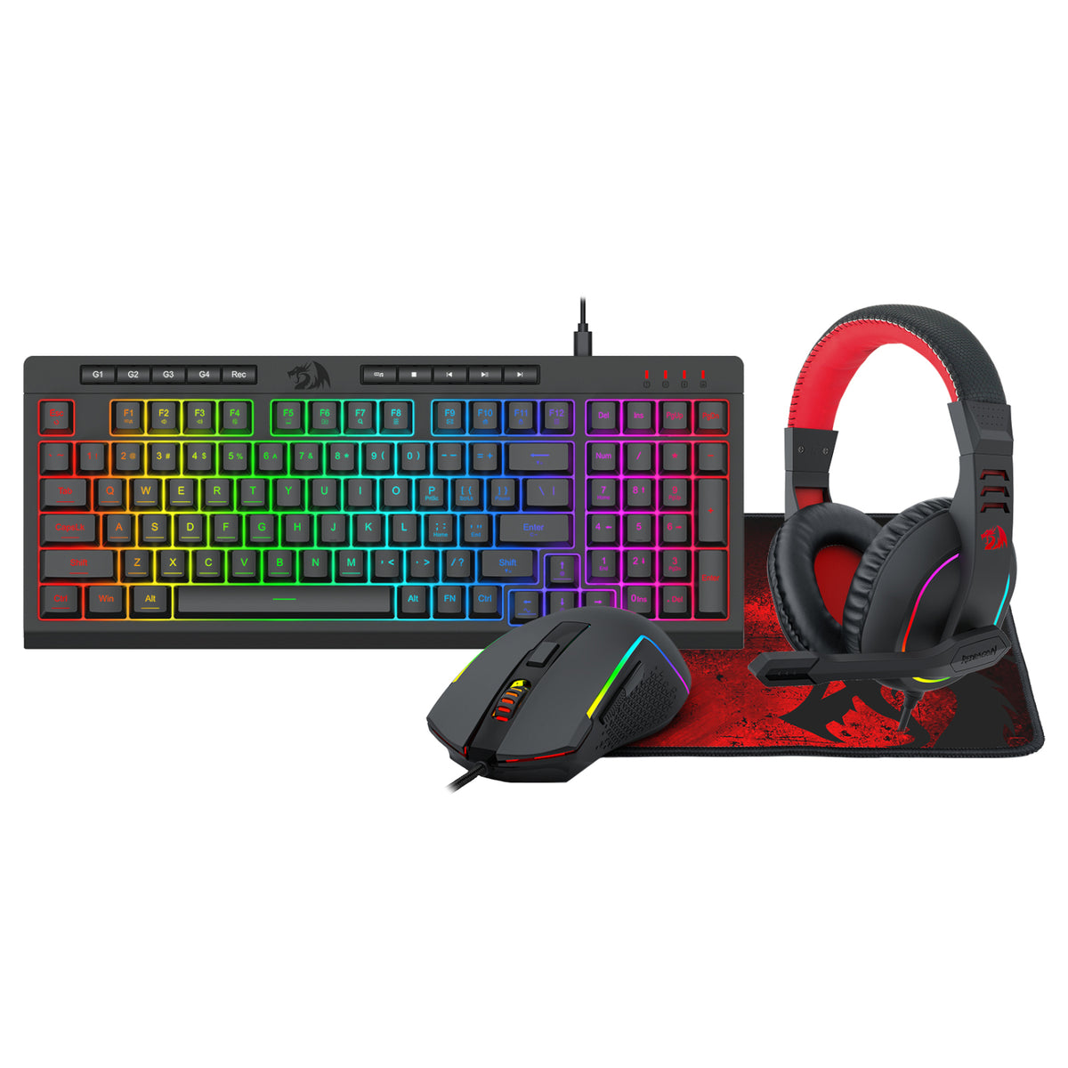 Redragon 4-in-1 Keyboard | Mouse | Mousepad | RGB Headset Gaming Combo