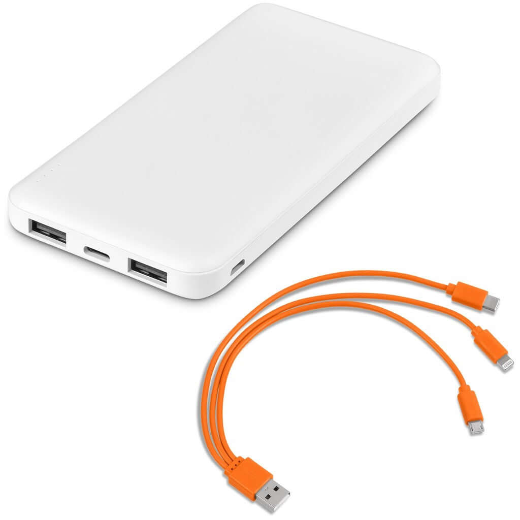 TECH-5205  Kingpin White 10 Compact Power Bank – 10,000mAh