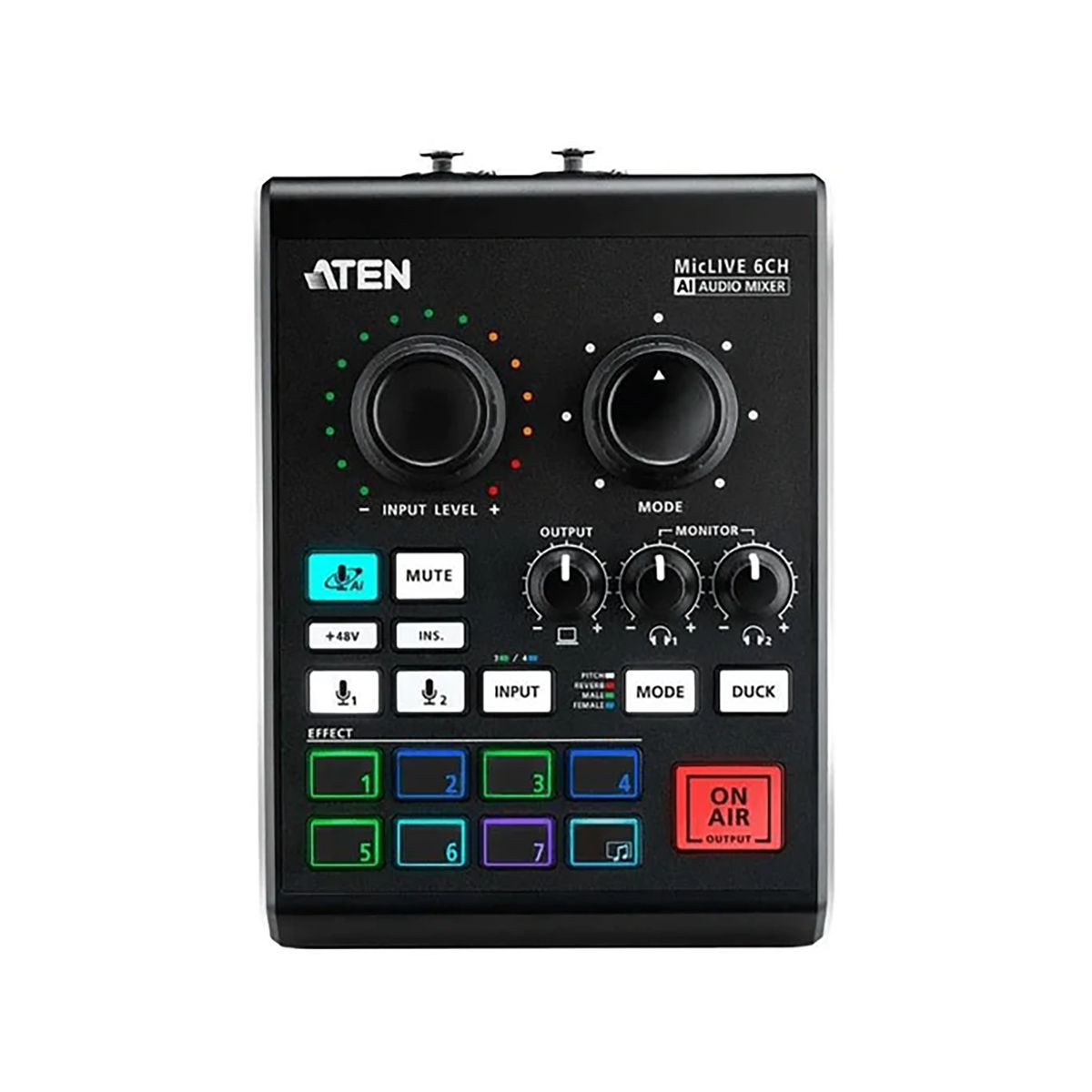 Aten Podcast AI Audio Mixer 6-Channel