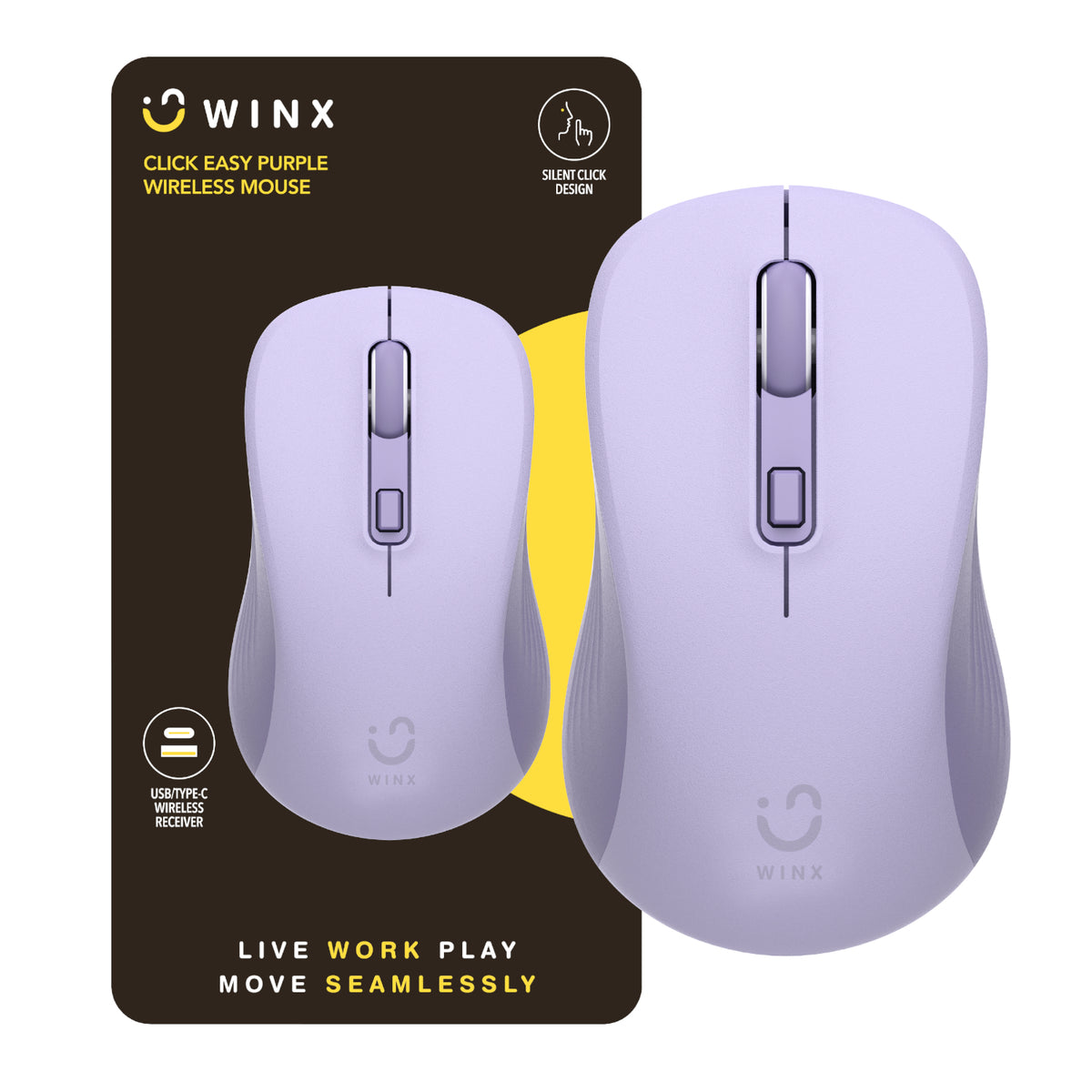 WINX CLICK Easy 1600DPI 2.4GHz Wireless Mouse – Purple