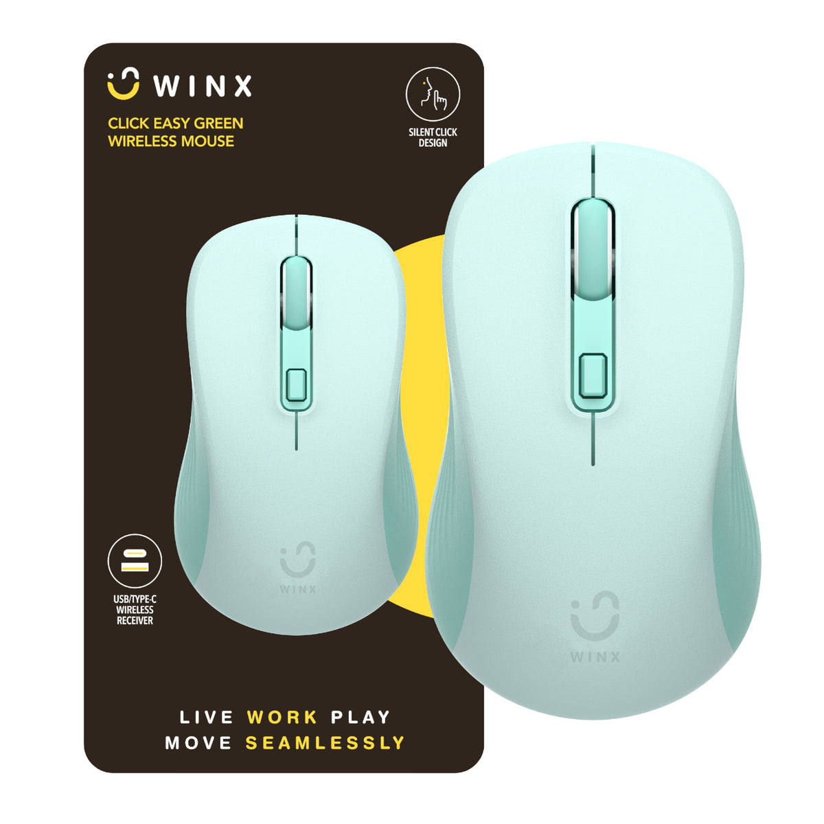 WINX CLICK Easy 1600DPI 2.4GHz Wireless Mouse – Green