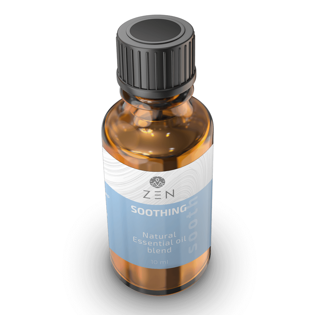 ZEN-02-S Zen Oil soothing essential oil blend in amber glass bottle for relaxation and stress relief.
