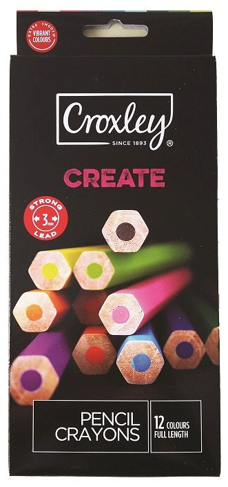 CROXLEY CREATE Full Length Pencil Crayons  (Wallet of 12 Assorted Colours)