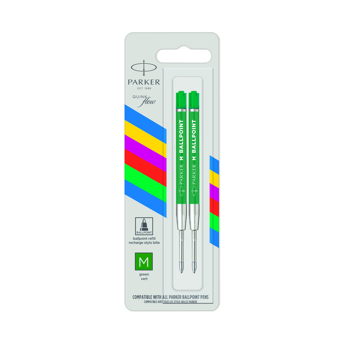 PKR Econo BP Refill Med Nib Blister of 2 - Green