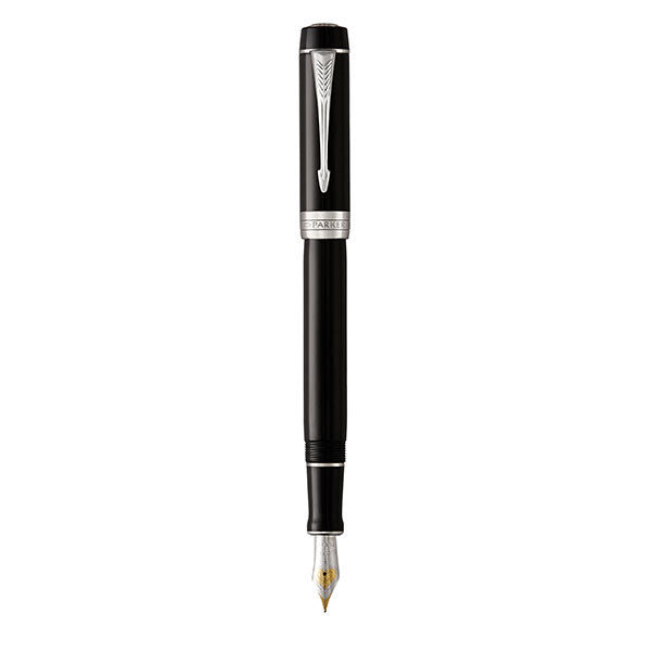 PARKER Duofold Fountain Pen - Lacquer Black Chrome Trim