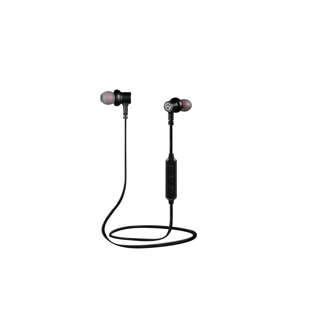 Amplify Blues 2.0 Bluetooth Earphones in Solid Black, featuring organic sound quality and sleek design.