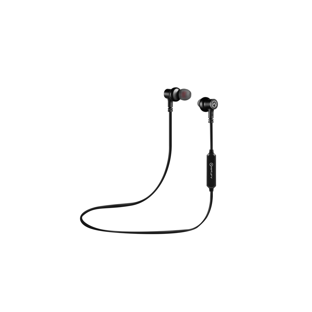 Organic Amplify Blues 2.0 Bluetooth Earphones in Solid Black color with sleek design and comfortable fit.
