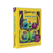 Amplify Kiddies Monsta Tunez foldable headphones packaging, designed for young ears with organic sound safety.