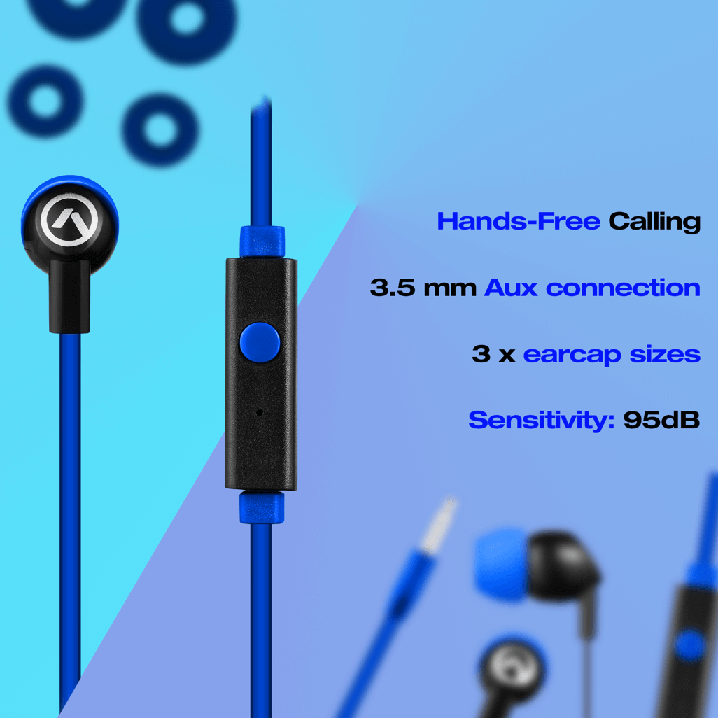 Amplify Vibe series earphones with Mic Black and Blue