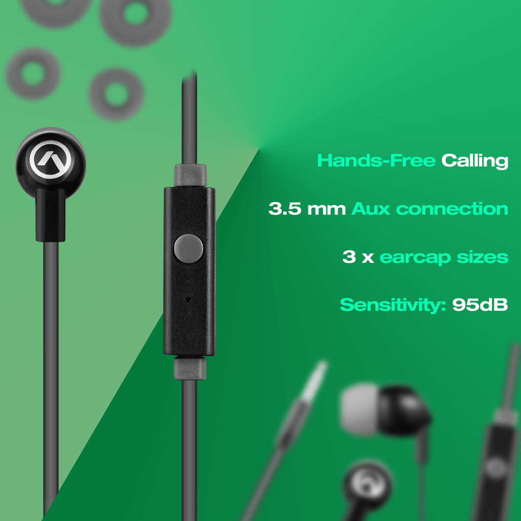 Amplify Vibe series earphones with Mic Black and Grey