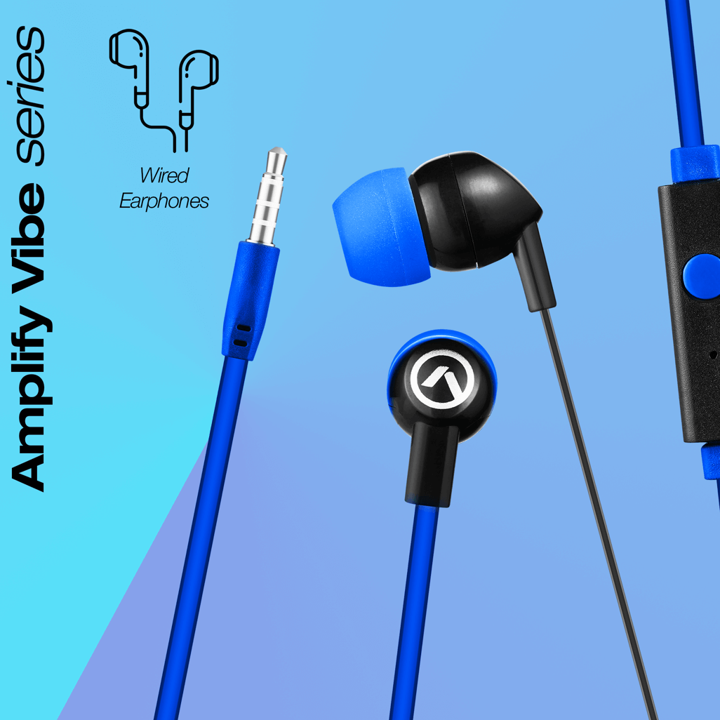 Amplify Vibe series earphones with Mic Black and Blue