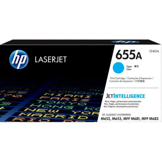 HP 655A Cyan Original LaserJet Toner Cartridge 10 500 pgs