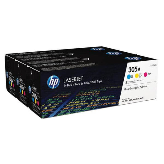 HP 305A 3-pack Cyan/Magenta/Yellow Original LaserJet Toner Cartridges Per cartridge: 2 600