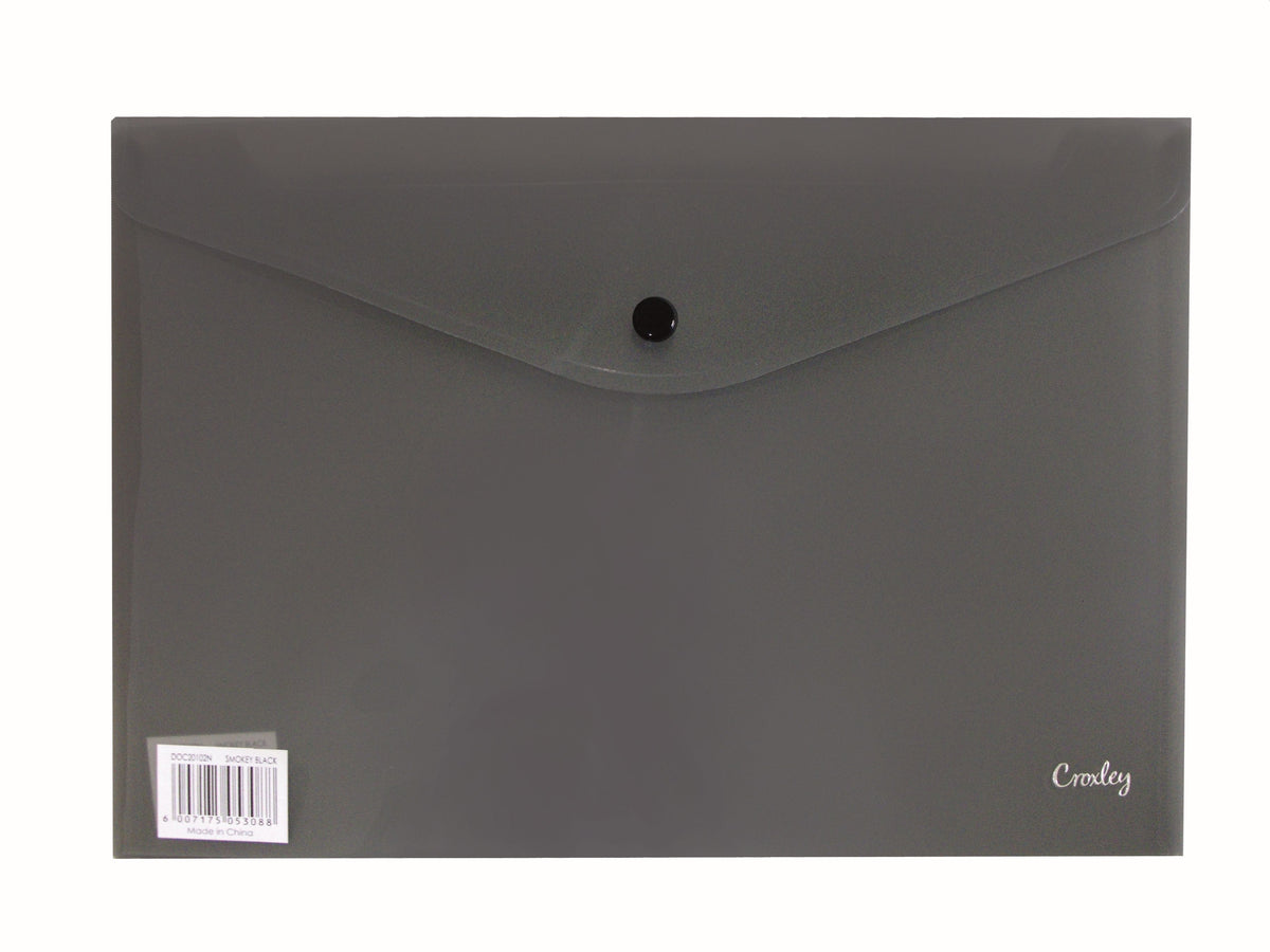 CROXLEY Envelope with Button - A4 (Black) (Pack of 12)